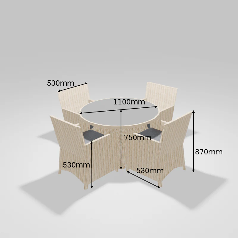ENJOi Artemis 4 Seat Dining Set - Image 10