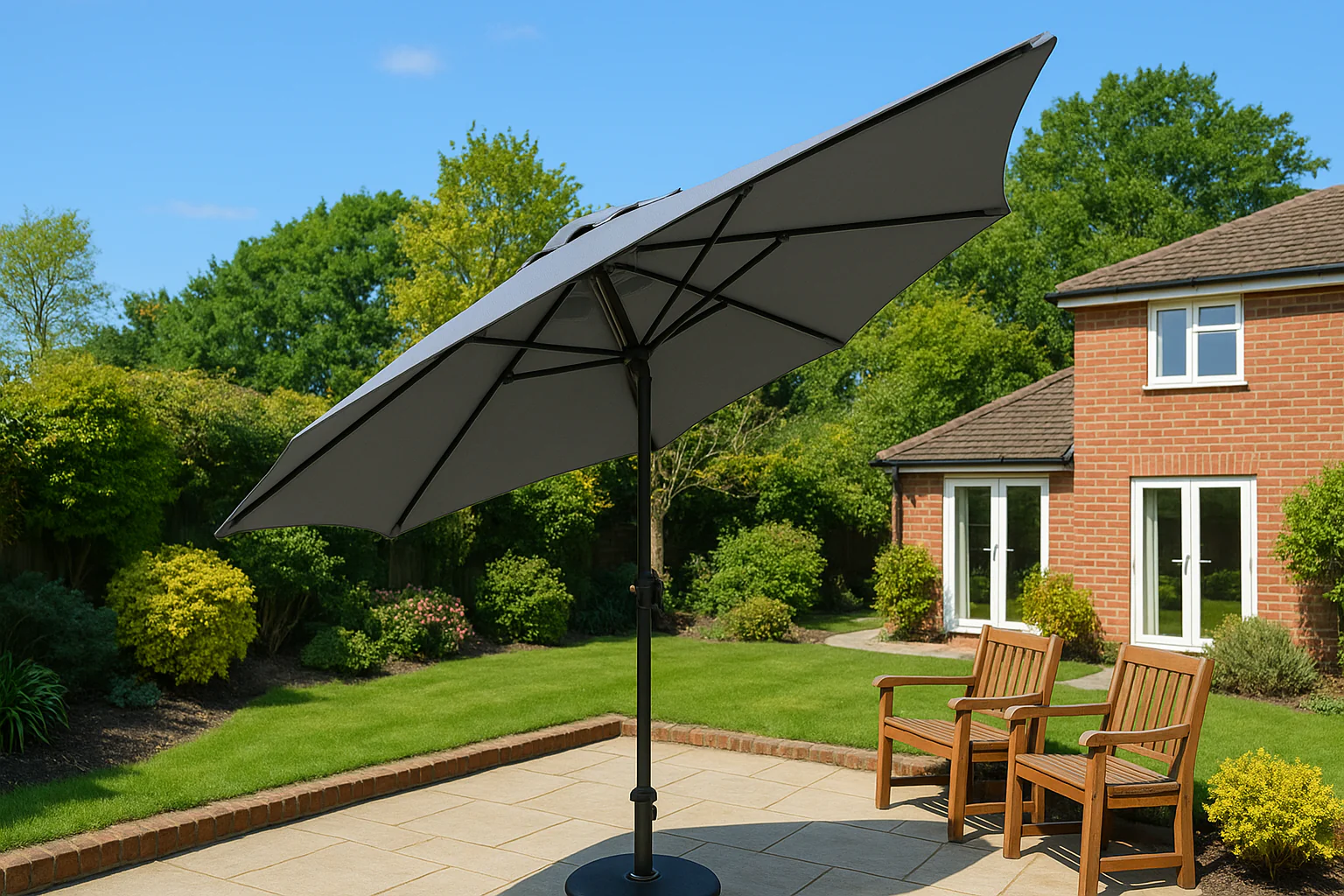 ENJOi Royal Round Aluminium 2.7m Grey Parasol - Image 3