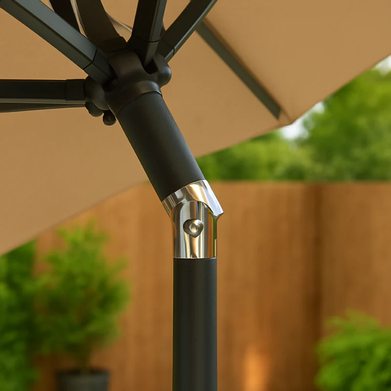 ENJOi Royal Round Aluminium 2.7m Taupe Parasol - Image 4