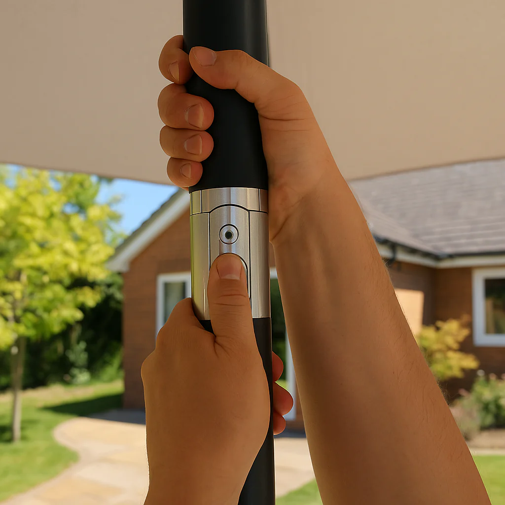 ENJOi Royal Round Aluminium 2.7m Taupe Parasol - Image 7